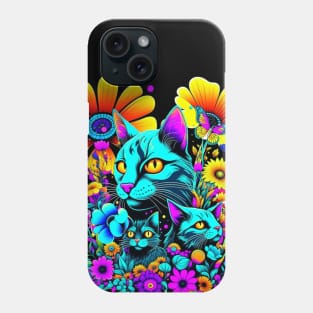 Psychedelic Cats and Flowers Phone Case