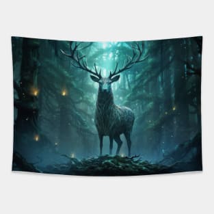 Stag Deer Animal Wildlife Wilderness Colorful Realistic Illustration Tapestry