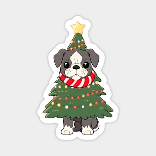 A Cute Puppy Wearing A Christmas Tree Magnet