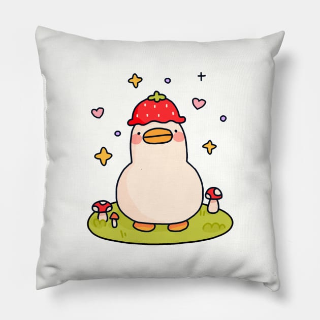 Strawberry Duck Pillow by maiadrawss