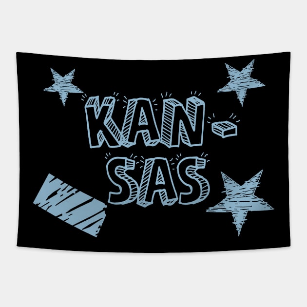 Kansas with State, Stars and Stripes Tapestry by tropicalteesshop