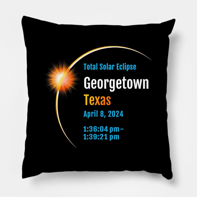 Georgetown Texas Tx Total Solar Eclipse 2024 1 Pillow by klei-nhanss