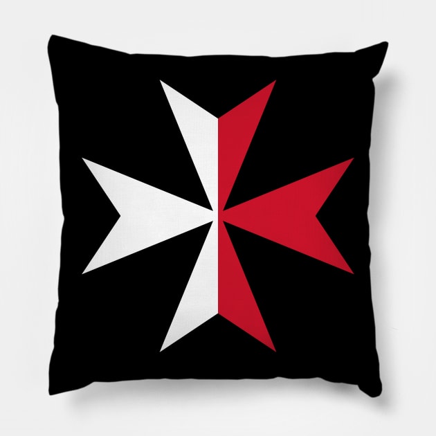 Maltese Cross - White and Red Pillow by Justice and Truth