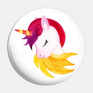 Unicorn , watercolor painting Pin