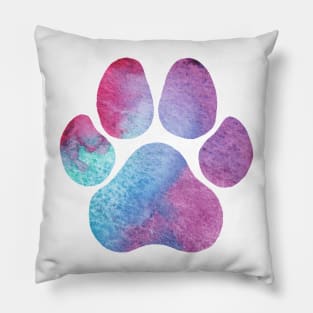 Purple and Blue Watercolor Paw Print Pillow