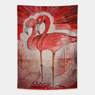 Red flamingos Tapestry