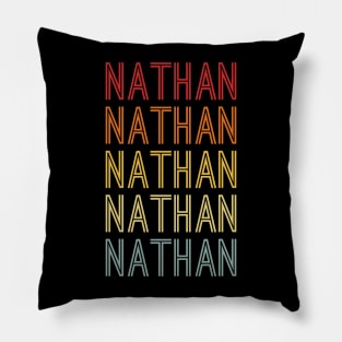 Nathan Name Vintage Retro Pattern Pillow