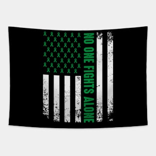 No One Fights Alone | Mental Health Awareness Flag | Green Ribbon Tapestry