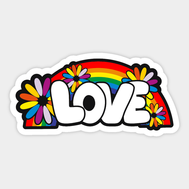 Graffiti Art Style Love Word With Flowers And Rainbow Love Sticker Teepublic