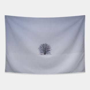 snowy lone tree Tapestry