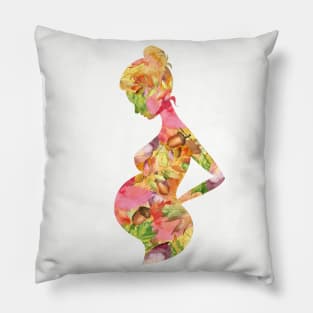 Pregnant woman  autumn silhouette Pillow