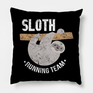 Vintage Sloth Running Team Funny Sloth Distressed Pillow