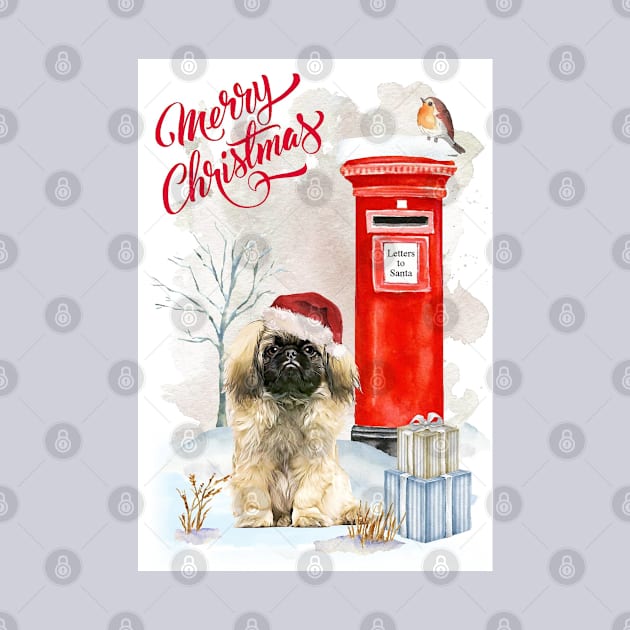 Pekingese Merry Christmas Santa Dog by Puppy Eyes