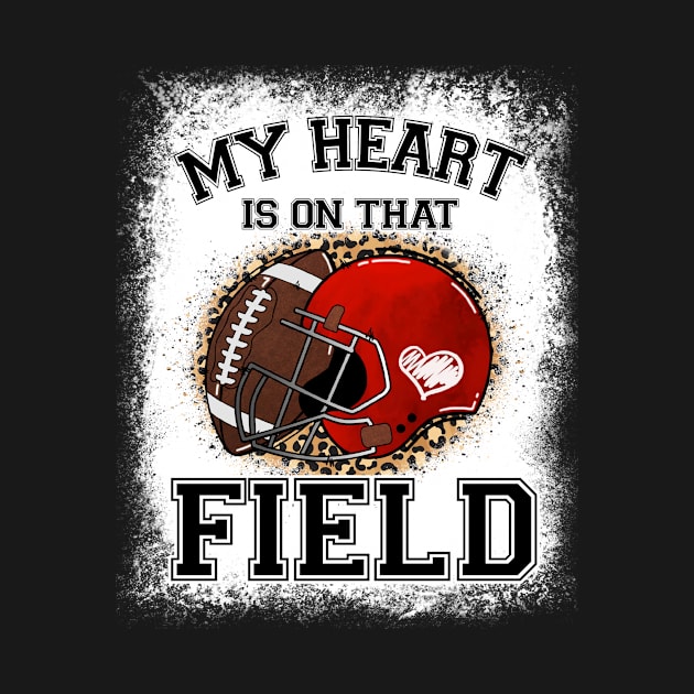 Funny My Heart Is On That Field Football Mom Leopard by Ene Alda