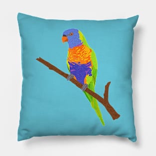 Rainbow Lorikeet on a Twig Pillow