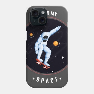 Skater Astronaut in Kickflip Skateboarding Phone Case