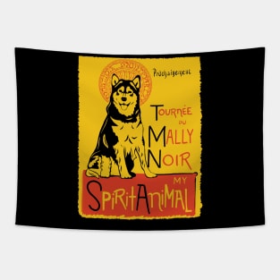 Funny Alaskan Malamute Cute Dog Chat Noir Mashup Art Tapestry