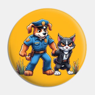 Dog police officer arrest bad cat Pin