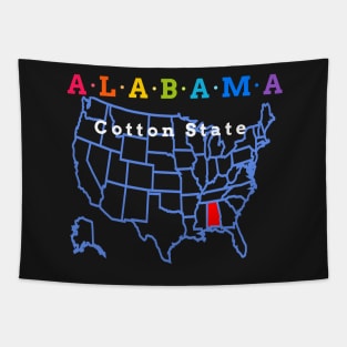 Alabama, USA. Cotton State (Map Version) Tapestry