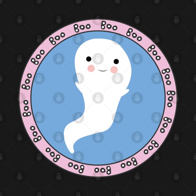 Sweet Ghost Emblem Halloween Circle Design by frokenfryxell