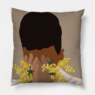 Black lives matter man with flowers Pillow
