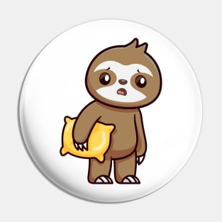 Cute Sleepy Sloth Holding Pillow Pin