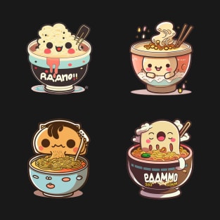 Funny 4 kawaii eating ramen anime kawaii T-Shirt