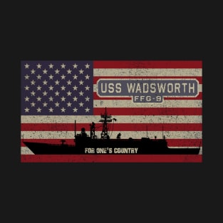 Wadsworth FFG-9 Guided-missile Frigate Ship USA American Flag Gift T-Shirt