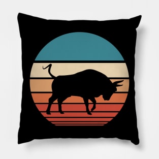 Bull Retro Sunset Pillow