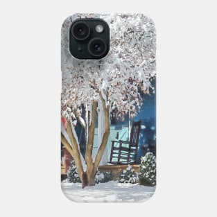 Rocking Chair on Porch in Winter Phone Case