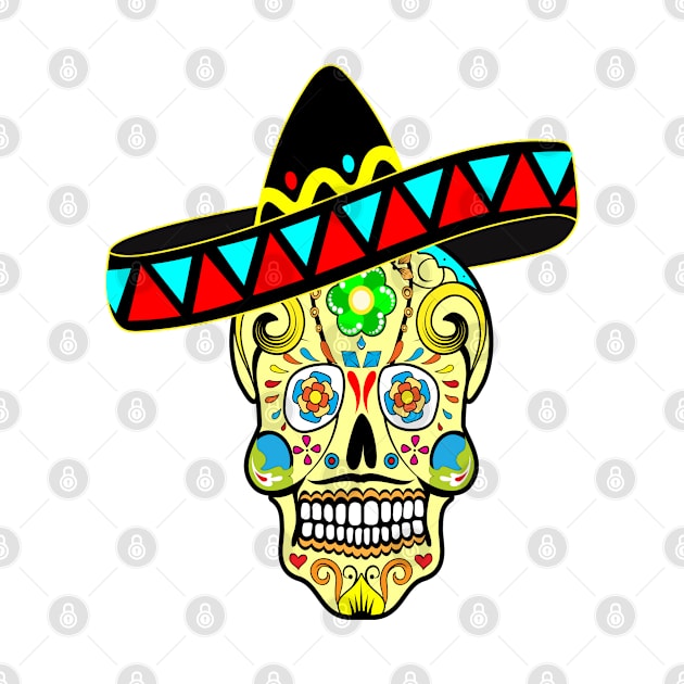 Cute Skull With Mexican Hat Day Of The Dead Retro Vintage For Perfect Gift by SILVER01