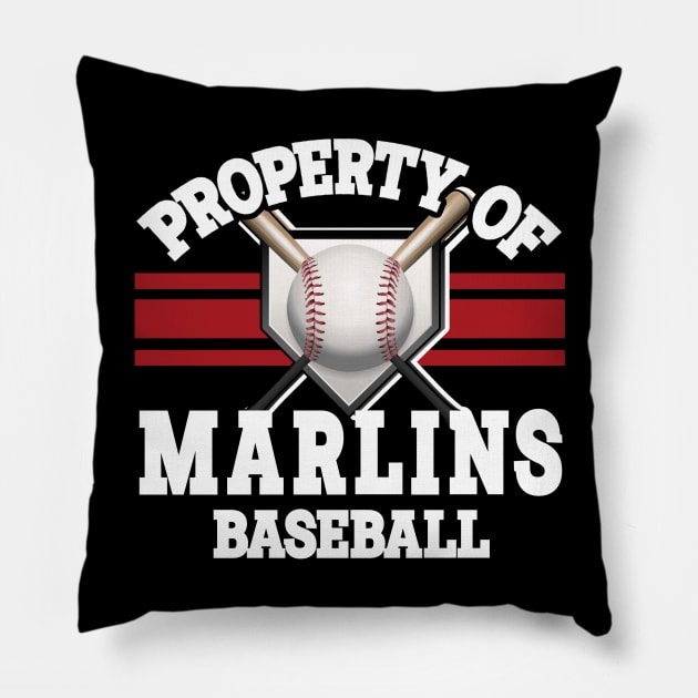 Proud Name Marlins Graphic Property Vintage Baseball Pillow by WholesomeFood