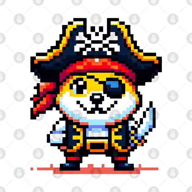 Pixel Art Doge Pirate - Cryptocurrency Adventure on the High Seas by Pixel Punkster