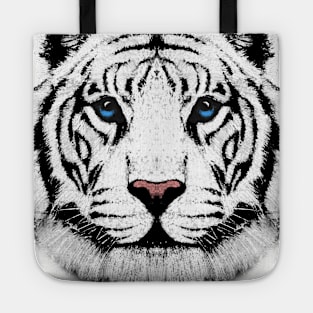 Kids White Tiger Head Big Cat Face For Kids Boys & Girls Tote