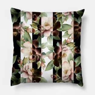 Flowers and stripes. Floral pattern Pillow