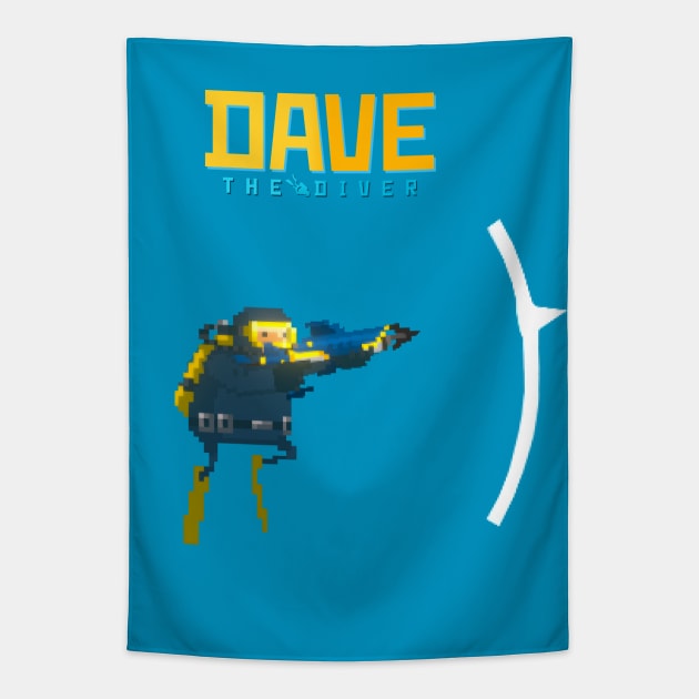 DAVE the diver - Harpoon Tapestry by Buff Geeks Art