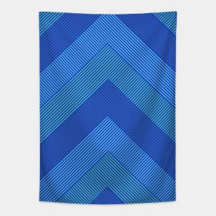 Chevron Zigzag Stripes Retro Blue Tapestry