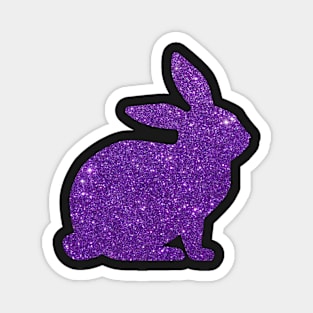 Purple Faux Glitter Easter Bunny Magnet