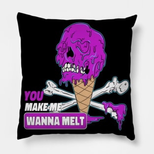 Make Me Melt Dripping Ice Cream Skull Pillow