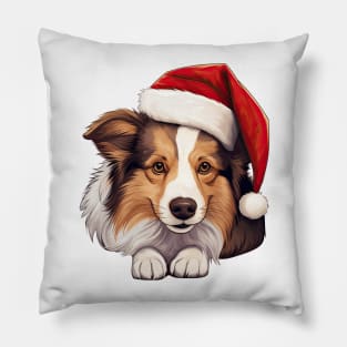 Christmas Peeking Shetland Sheepdog Pillow