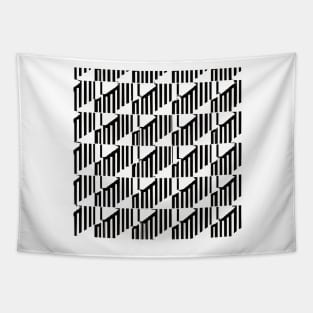 Bold Geometric Pattern in Black and White Tapestry