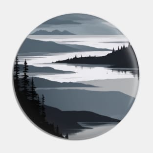 Flat Lineart - Grayscale Lake Pin