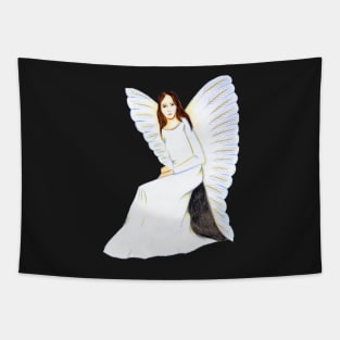 Guardian Angel, I am always here- Dark Green Tapestry