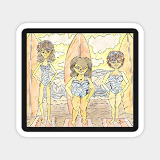 Surf Betties in sketchy Print Magnet