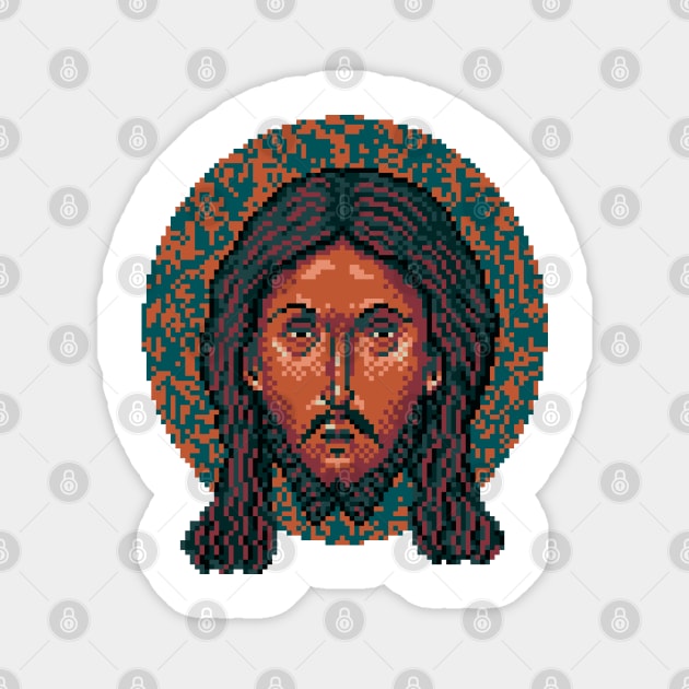 Icon of Christ 16bit - Pixel Art Action Magnet by CyberRex