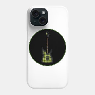 Tiled Pixel Green Burst Electric Guitar in a Black Circle Phone Case