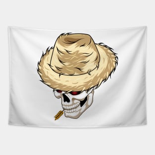 Skull Farmer Wheat Tapestry