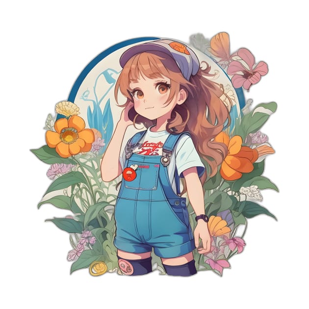 Girl wearing overalls by JapKo