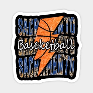 Graphic Basketball Sacramento Proud Name Vintage Magnet