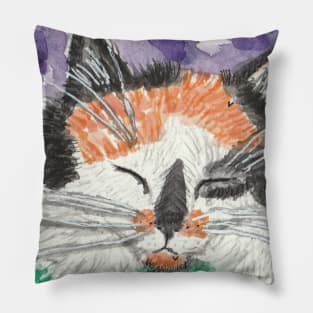 Cute Calico kitten cat face Pillow